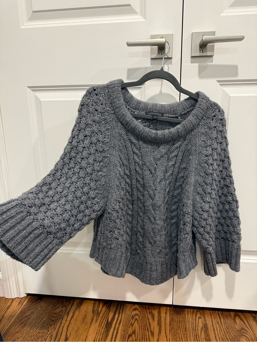 Banana Republic Charcoal Cable-Knit Scoop-Neck Sweater